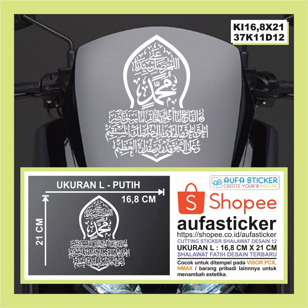 Jual Stiker Sticker Cutting Kaligrafi Sholawat Visor Motor Nmax Pcx 