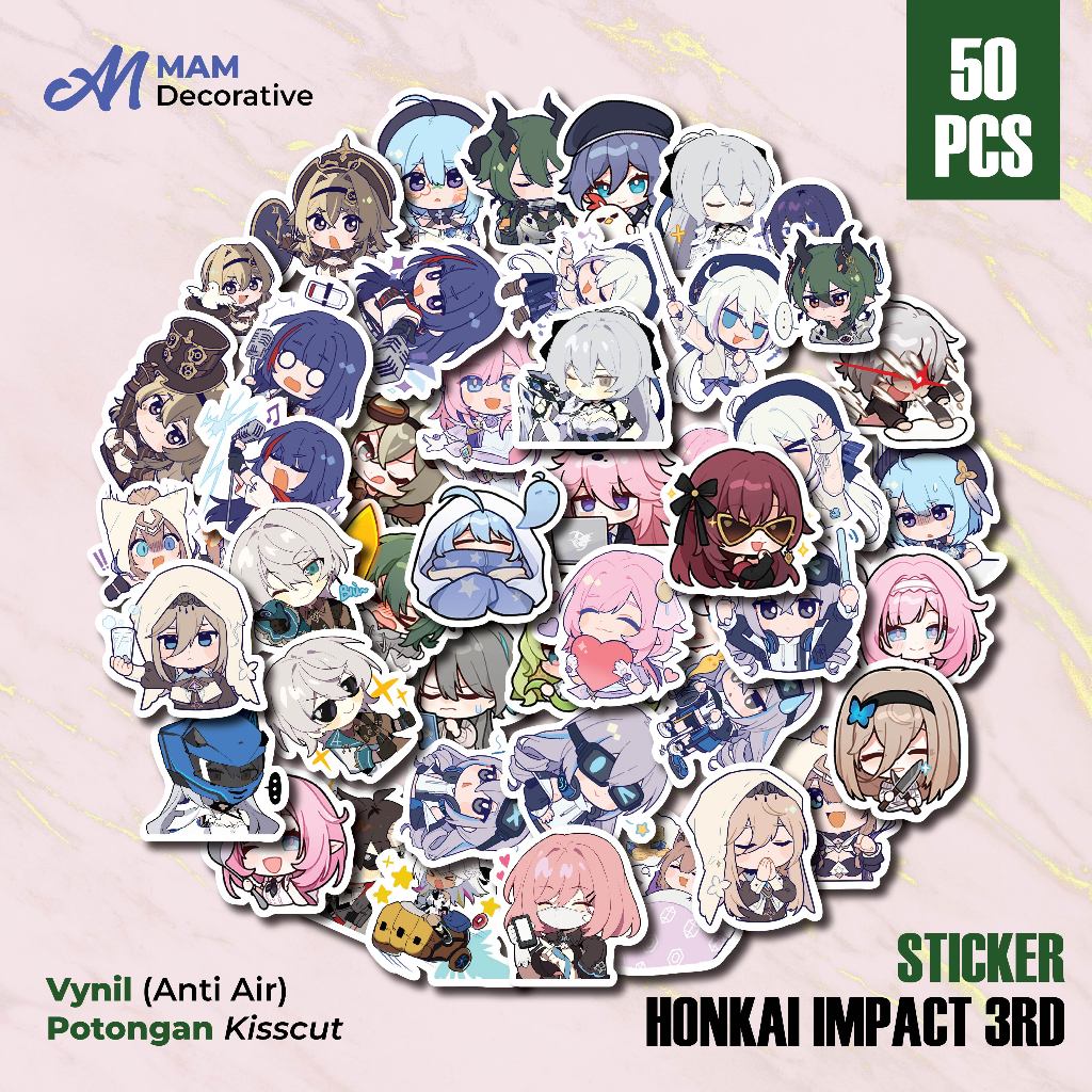 Jual 50 PCS STIKER HONKAI IMPACT 3rd | Vinyl Waterproof | Stiker Helm ...