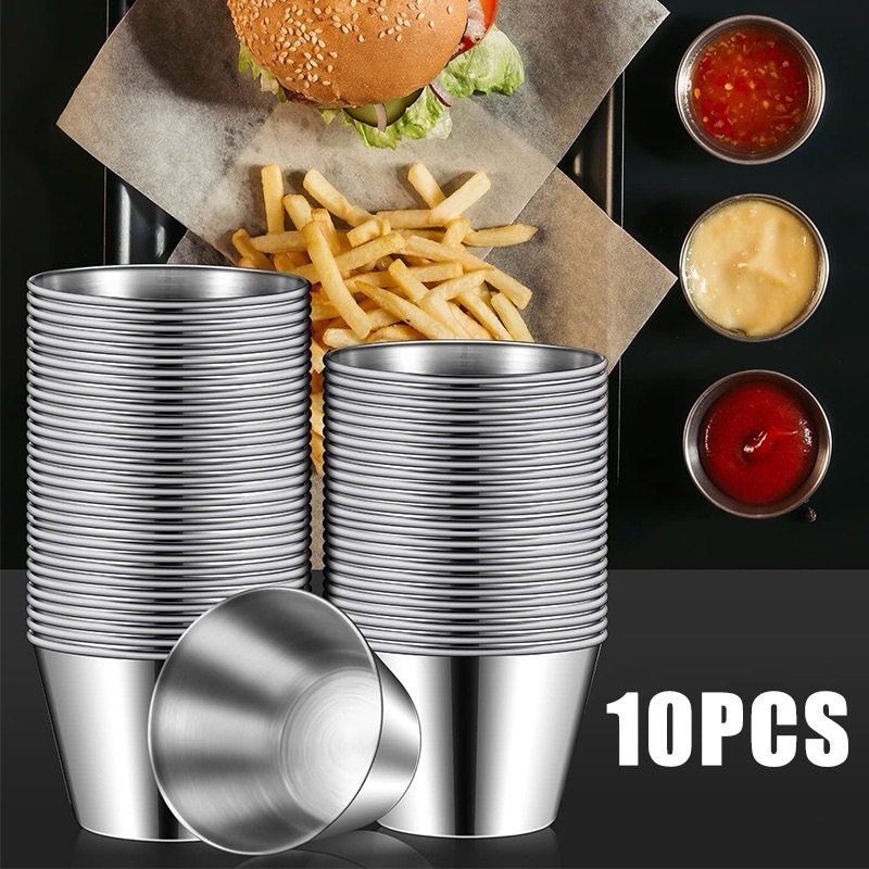 Jual 10PCS/SET 65ML Condiment Sauce Cups 304 Stainless/Sauce Cup Mini ...