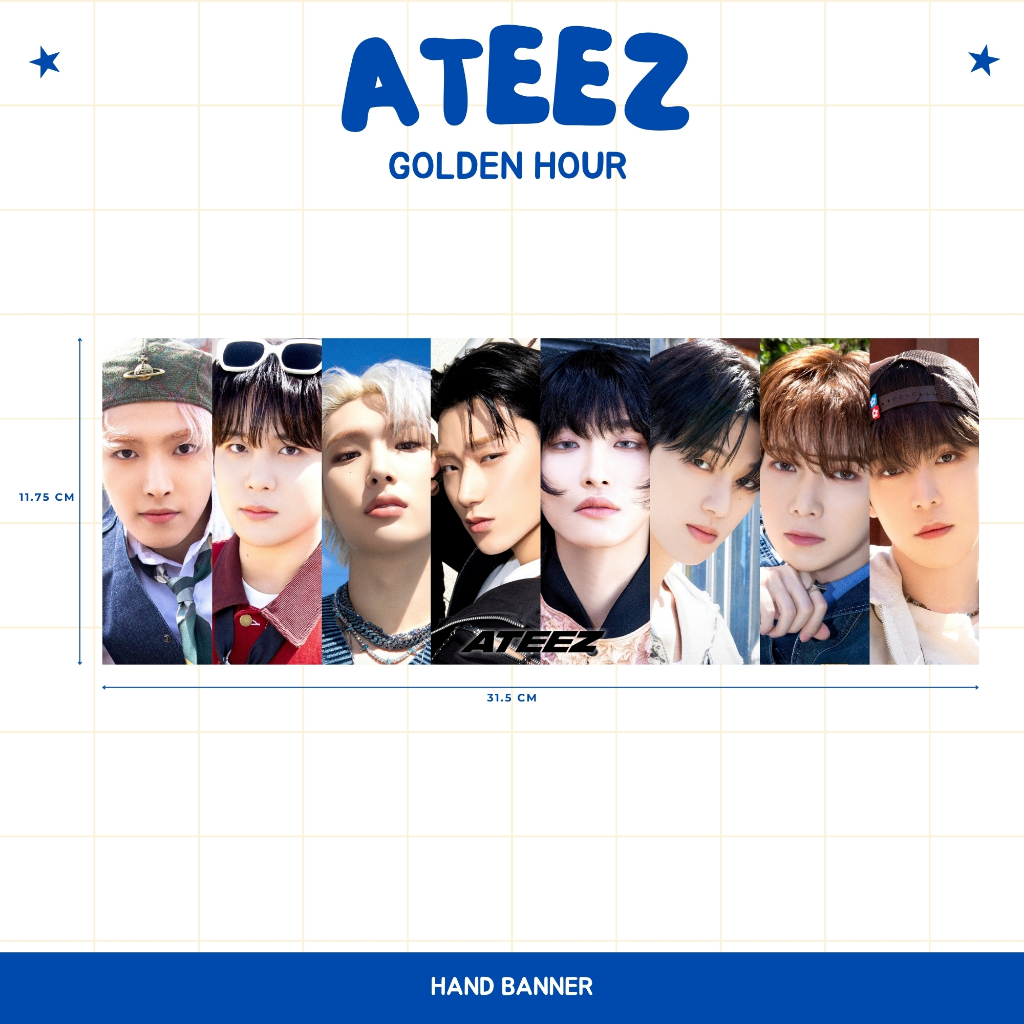 Jual HAND BANNER ATEEZ GOLDEN HOUR HANDBANNER (HARGA 1 PCS + LAMINASI ...