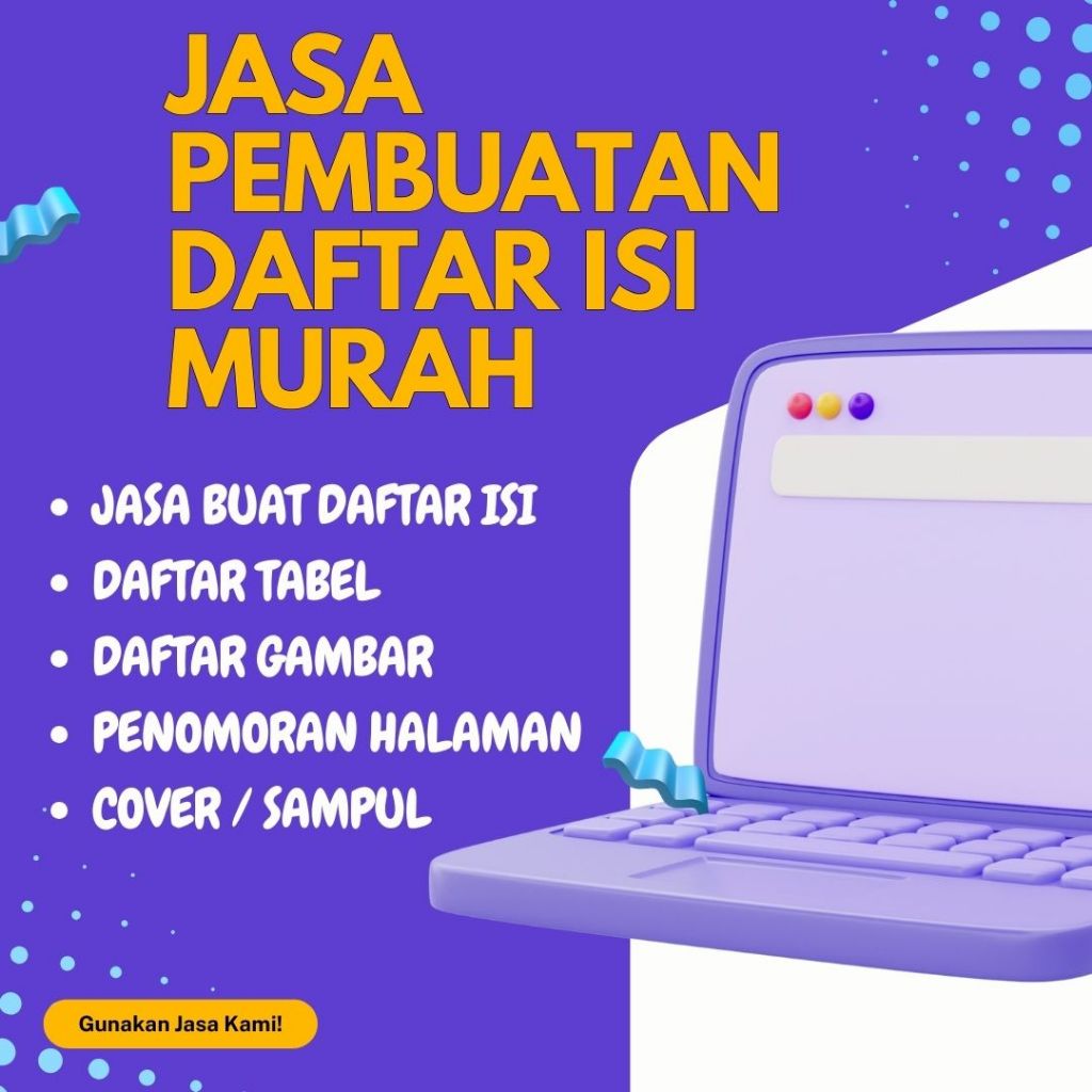 JASA BUAT DAFTAR ISI | DAFTAR TABEL | DAFTAR GAMBAR | LAMPIRAN | COVER MURAH CEPAT EFEKTIF