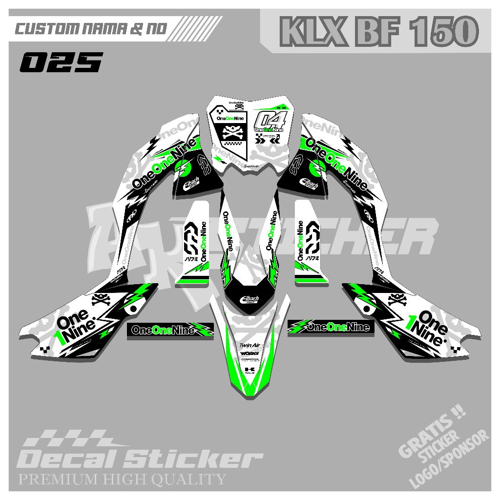 Jual DECAL Sticker KLX BF 150-Full Body_Motif OneOneNine_Bisa Ubah ...