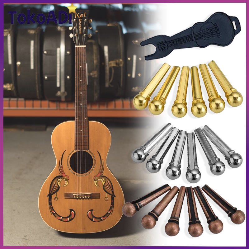 Jual Bridge Pin Pin Gitar Bahan Logam Untuk Akustik 1 Set/6pcs Tembaga ...