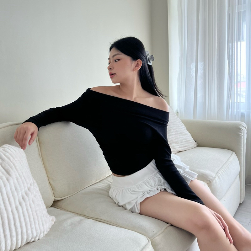 Jual GWEN TOP | ROOHA | Atasan Rib Knit Wanita Lengan Panjang Long ...