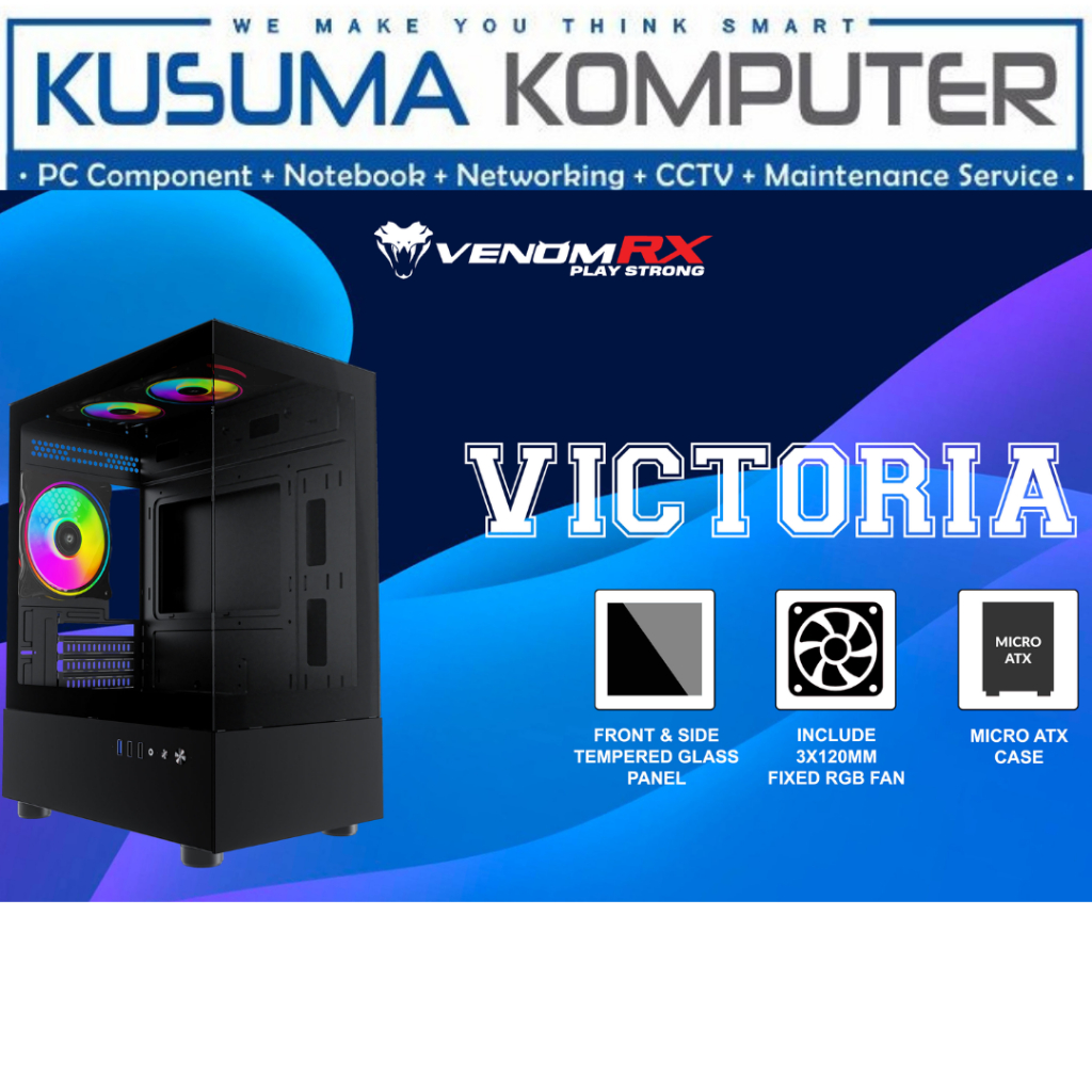 Jual Casing VenomRX VICTORIA Free 3 Fan RGB Micro ATX Casing Gaming ...