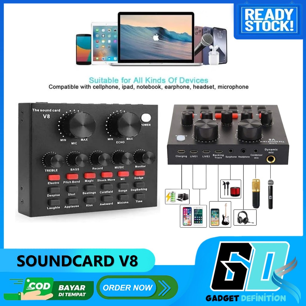 Jual Sound Card Bluetooth Live Mixer Audio Usb External Broadcast Microphone Live Streaming