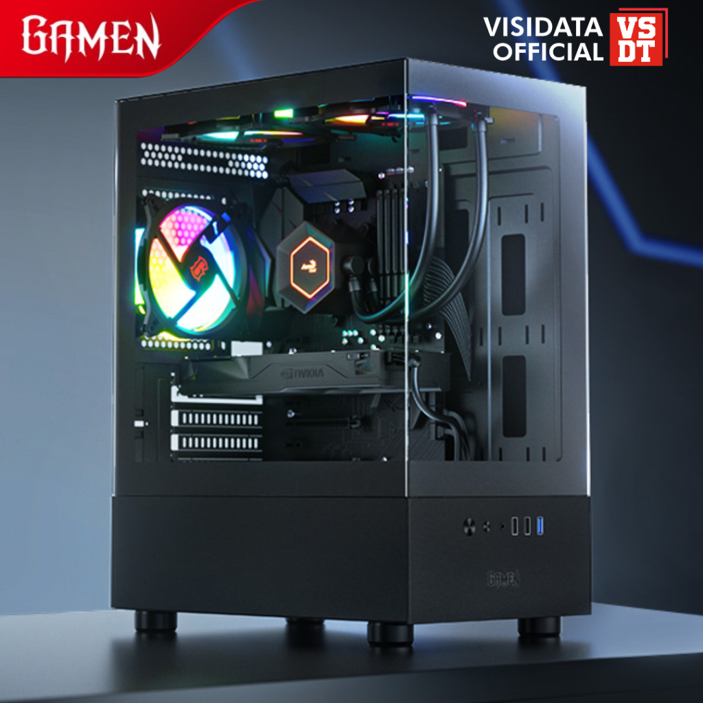 Jual GAMEN GCS100 PC Gaming case casing computer USB3.0 Tempered Glass ...