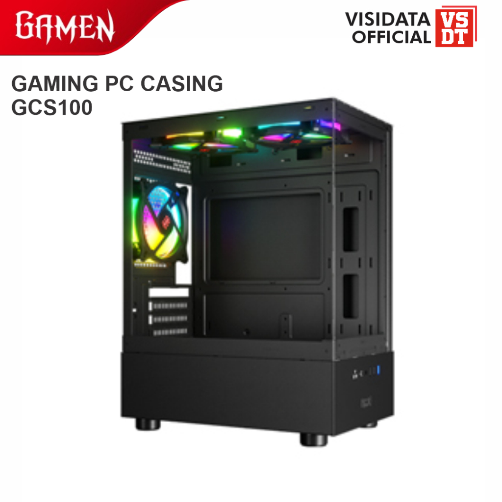 Jual GAMEN GCS100 PC Gaming case casing computer USB3.0 Tempered Glass ...