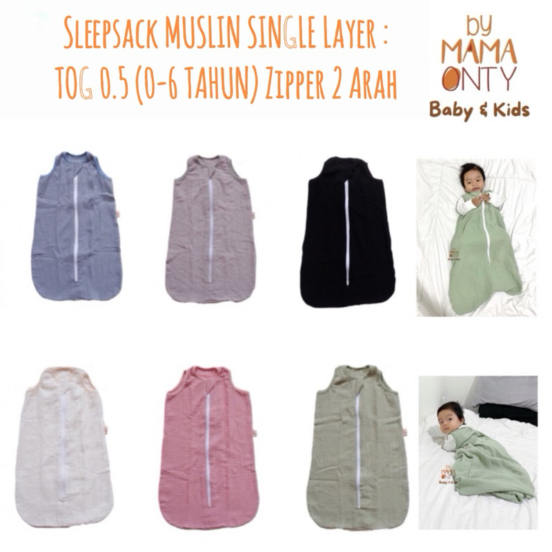 Jual BYMAMAONTY Sleepsack MUSLIN SINGLE Layer TOG 0.5 (06 TAHUN