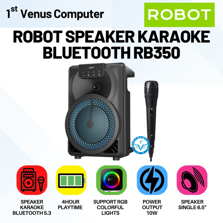 Jual Robot RB350 Speaker Karaoke Portable Bluetooth 5.3 With Microphone ...