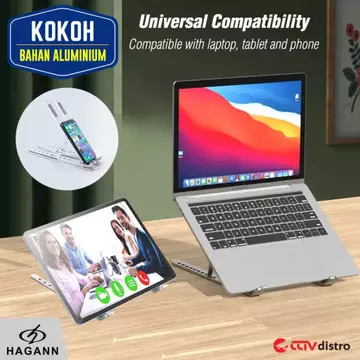 HAGANN LAC 005 Stand Holder Lipat Portable For Laptop Tablet Alumunium Silver Garansi 1 Tahun