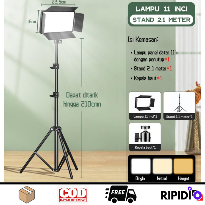 Lampu LED Video Light 11" + Tripod Stand 200cm Live Streaming Vlogging