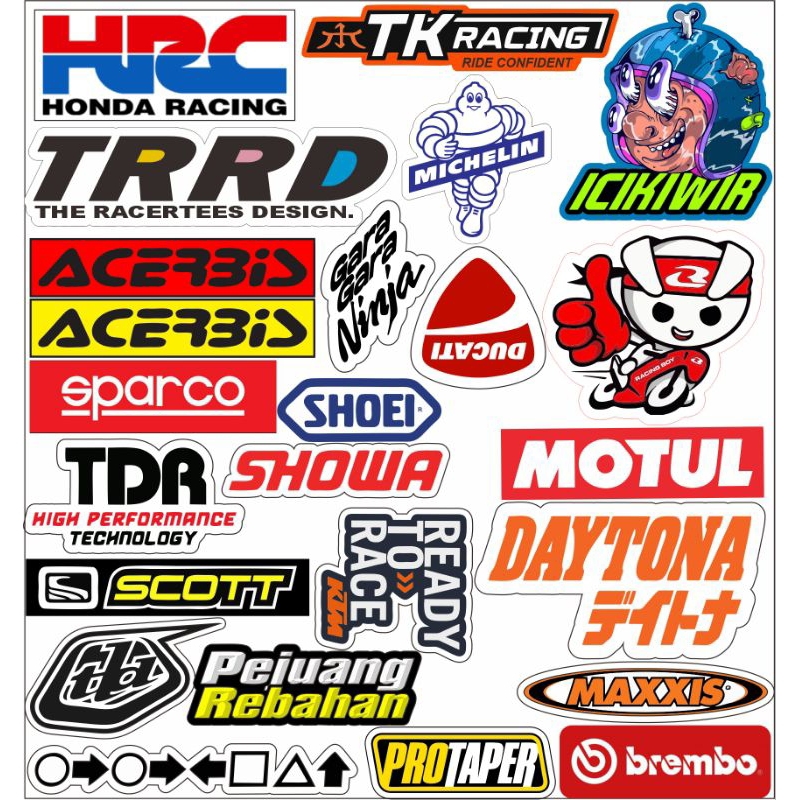 Jual Stiker racing bengkel isi 120pcs Keren waterproof | Shopee Indonesia