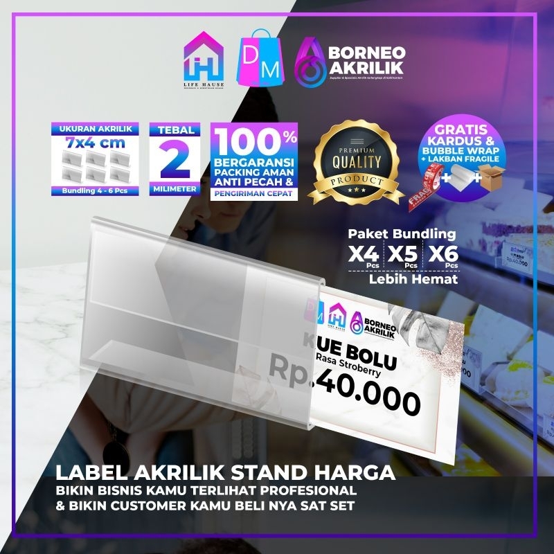 Jual Akrilik Label Harga Tipe Selip Ukuran 7x4cm Akrilik Stand Harga ...