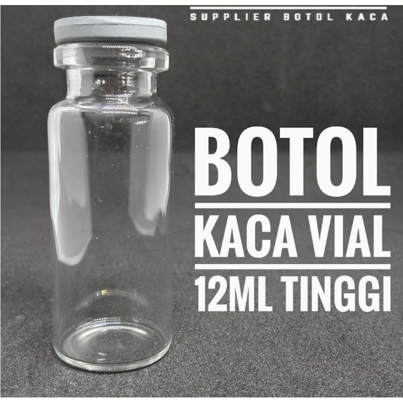Jual Botol kaca vial 12ml tinggi tutup karet 12pcs | Shopee Indonesia