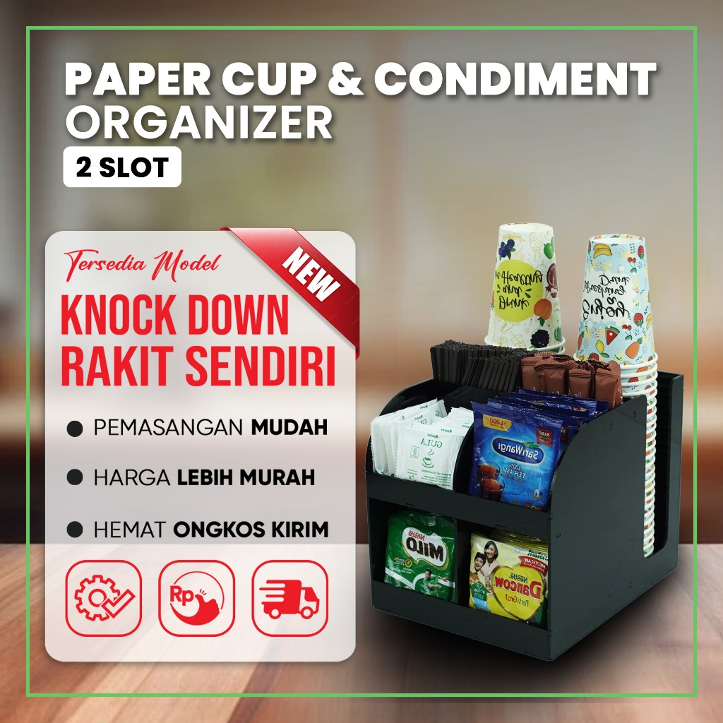 Jual Rak Paper Cup 2 Slot and Condiment Organizer | Shopee Indonesia