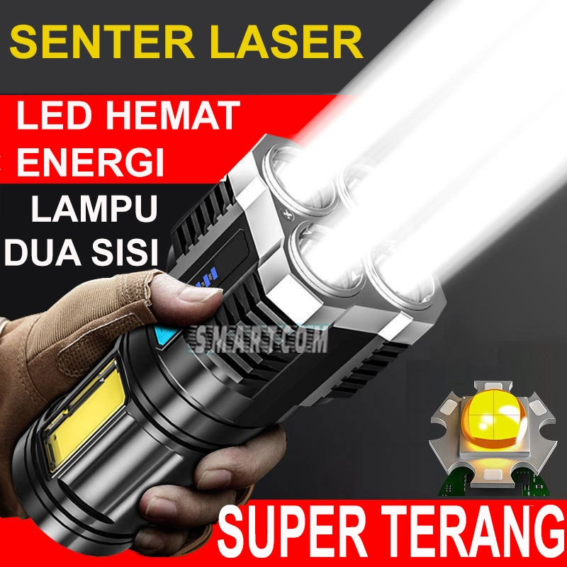 Jual SMARTCOM Senter LED Super Terang Jarak Jauh Senter Portable 4 LED ...