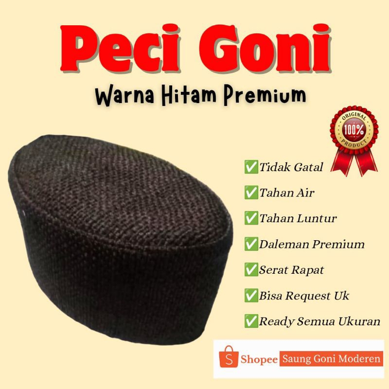 peci habibbahar kopeah karung goni opal hitam/songkok kopeah karung goni Opal premium