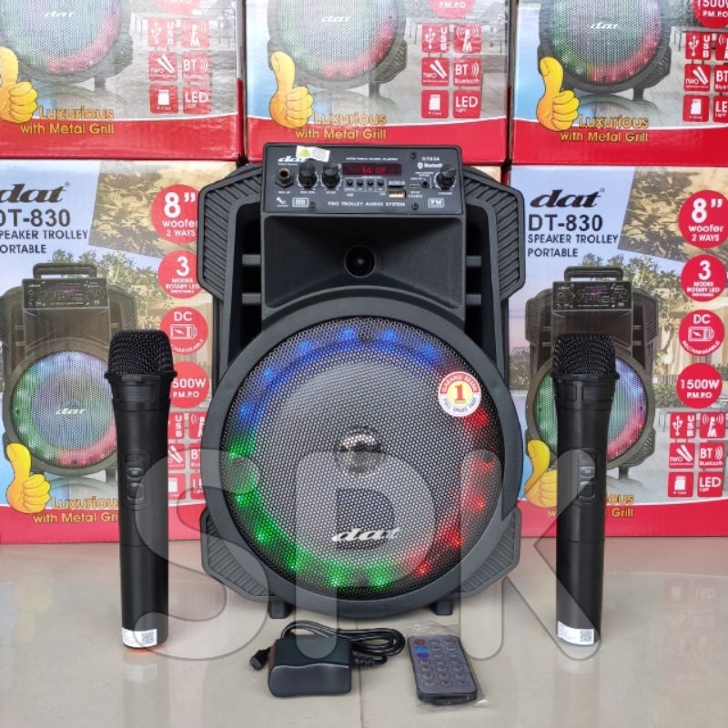 Jual Speaker Portable DAT DT 830 8 inch 2 Mic Wireless | Shopee Indonesia