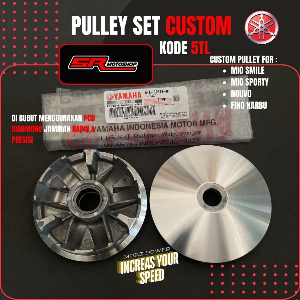 Jual PULLEY 1 SET CUSTOM BUBUT + KEROK JALUR PULI PART ORIGINAL KODE ...