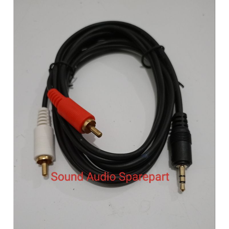 Jual Kabel 2 ke 1 RCA To Mini Stereo / Kabel Audio RCA To Mini Stereo 3 ...