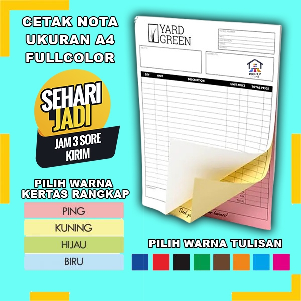 Jual NOTA CUSTOM SURAT JALAN CUSTOM UKURAN A4 FULL COLOR 1 PLY 2 PLY 3 ...