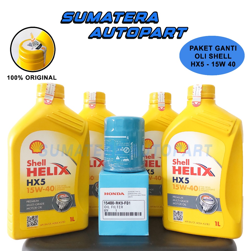 Jual 100% Original Paket Oli Shell Helix Hx5 1L Sae 15W-40 Original Dan ...