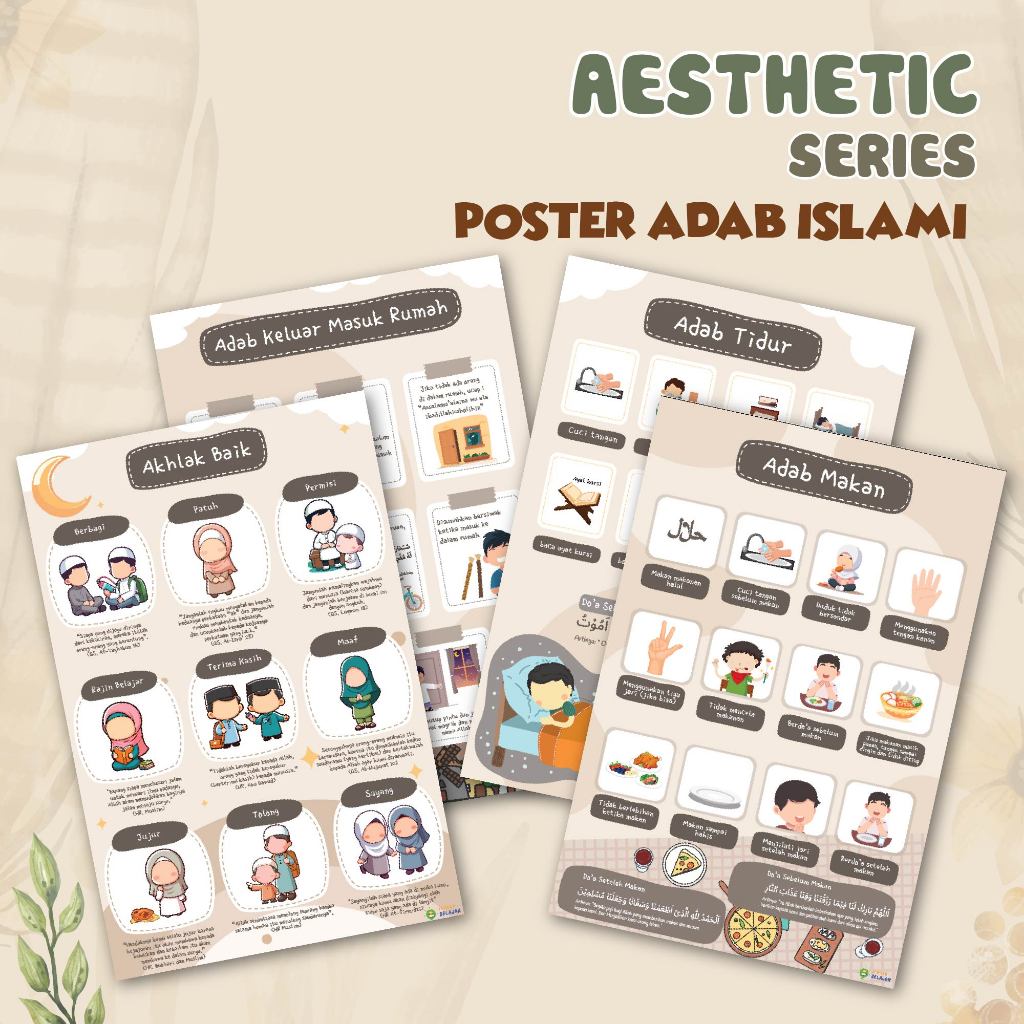 Jual Poster Edukasi Adab Makan, Keluar Masuk Rumah, Akhlak Baik, Tidur ...