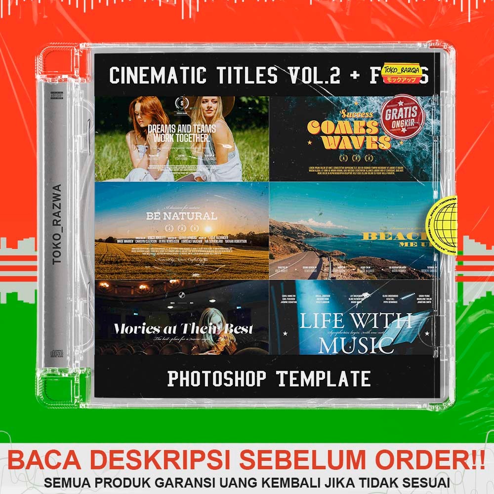 Jual Photoshop Template - Cinematic titles Vol.2 + Fonts - 250624 ...