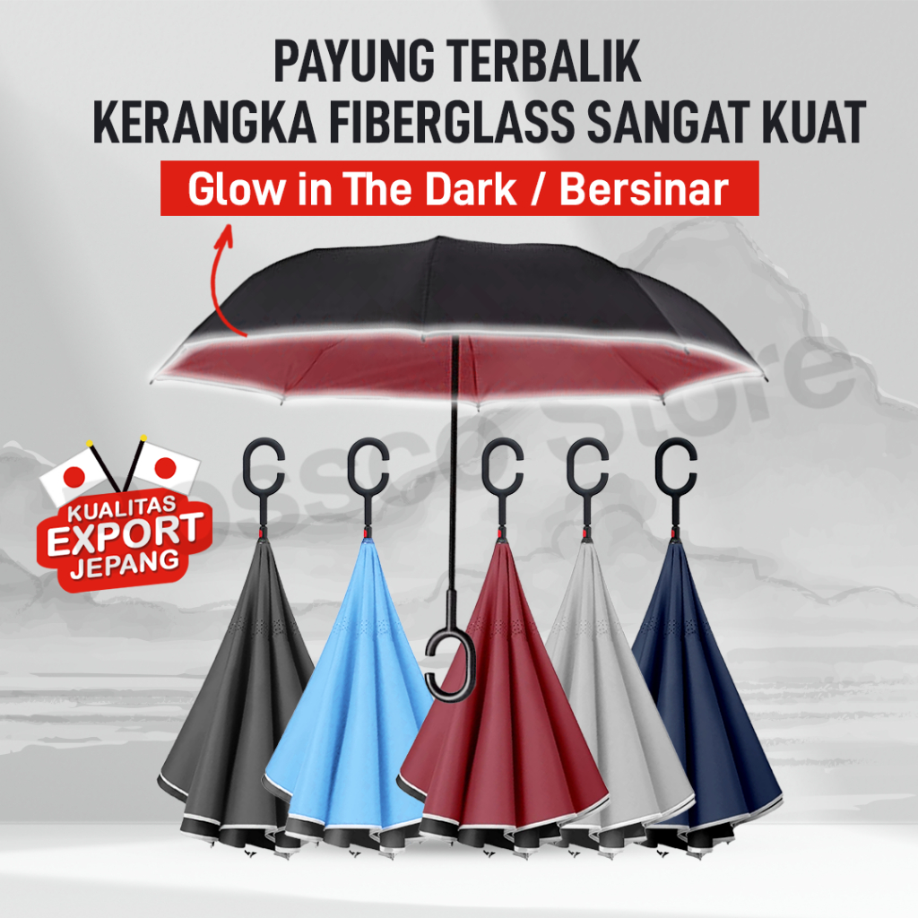 Jual Sevenplus Payung Terbalik Reverse Umbrella Gagang C Lapis Kain Pongee T Payung