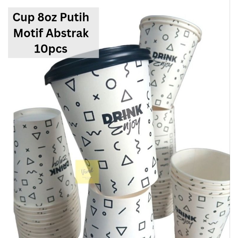 Jual [10 pcs] Cup Kertas 8 oz - Gelas Kopi Full Set Pipet - Paper Cup ...
