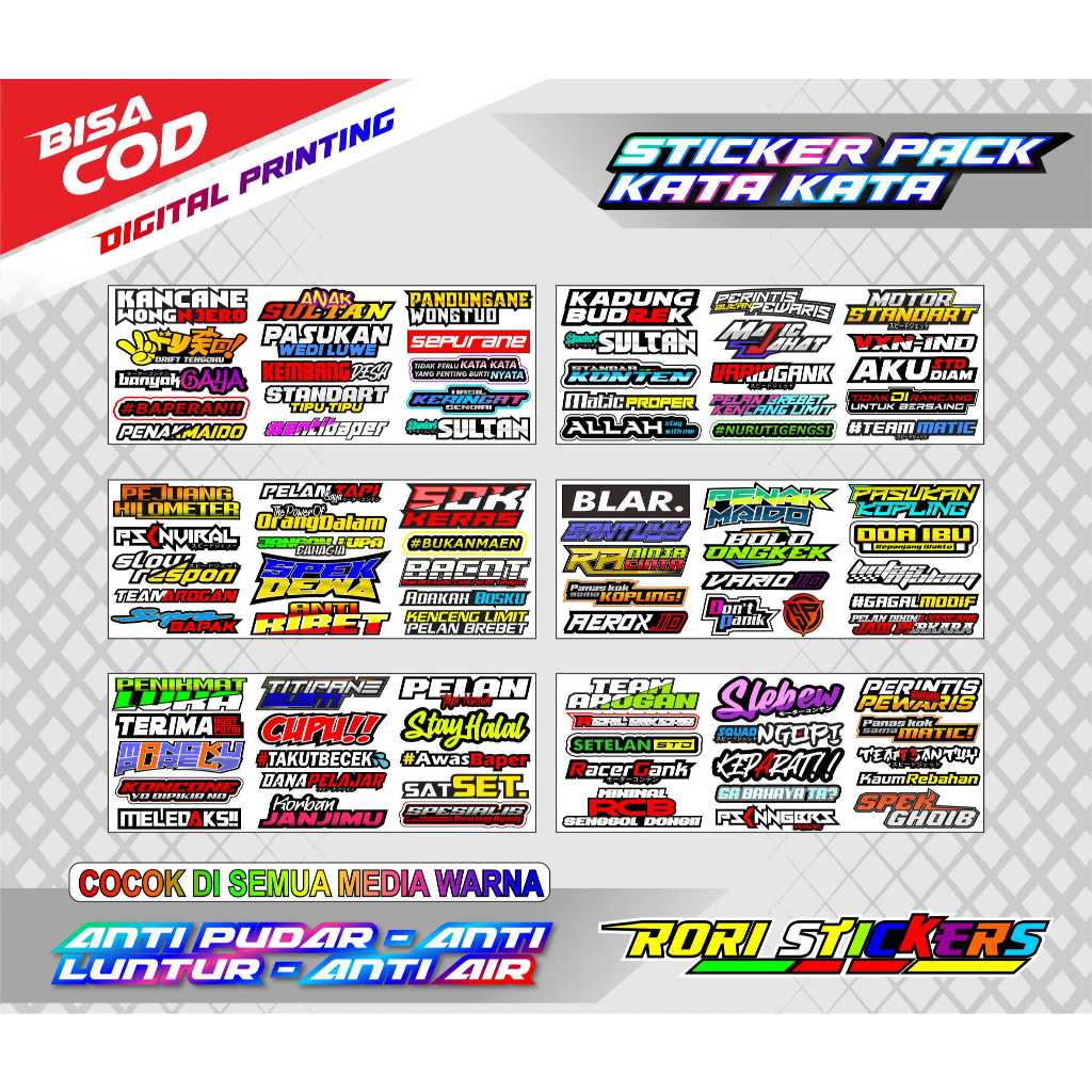 Jual STICKER PACK KATA KATA VIRAL / STICKER KATA KATA TERBARU / STICKER ...