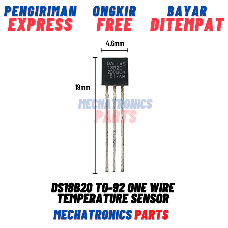 Jual Ds18b20 To-92 One Wire Temperature Sensor For Arduino Uno Mega I ...