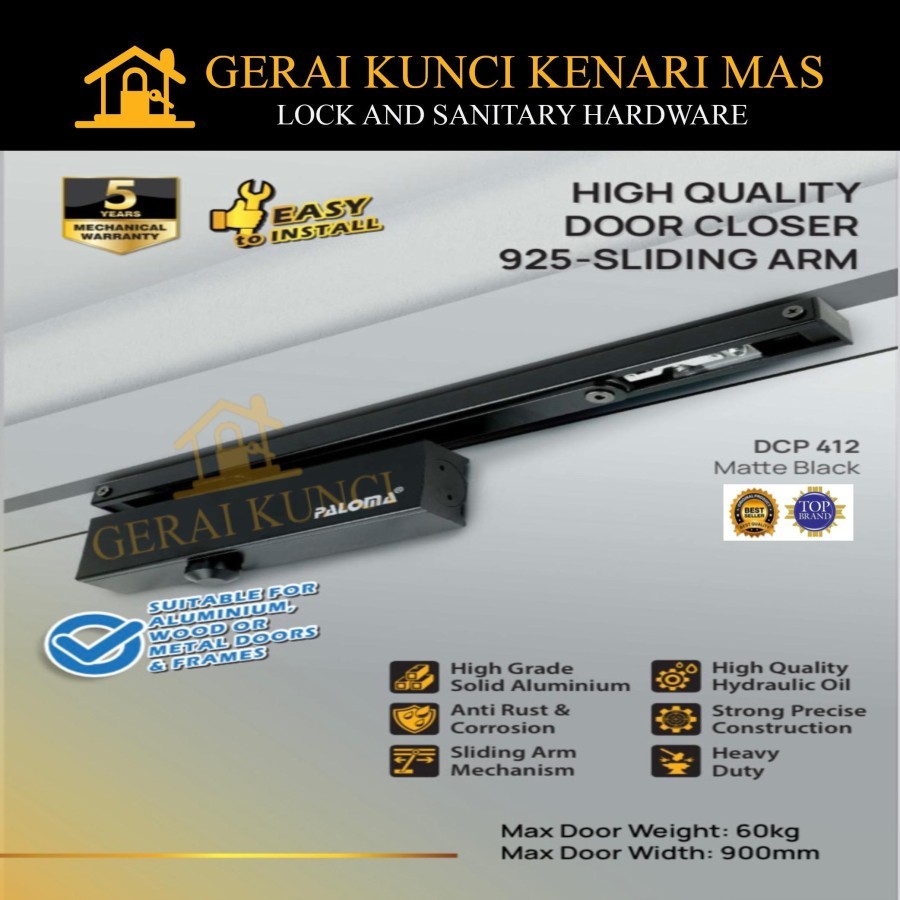 Jual PALOMA DCP 412 Door Closer Sliding Arm Penutup Pintu Otomatis ...