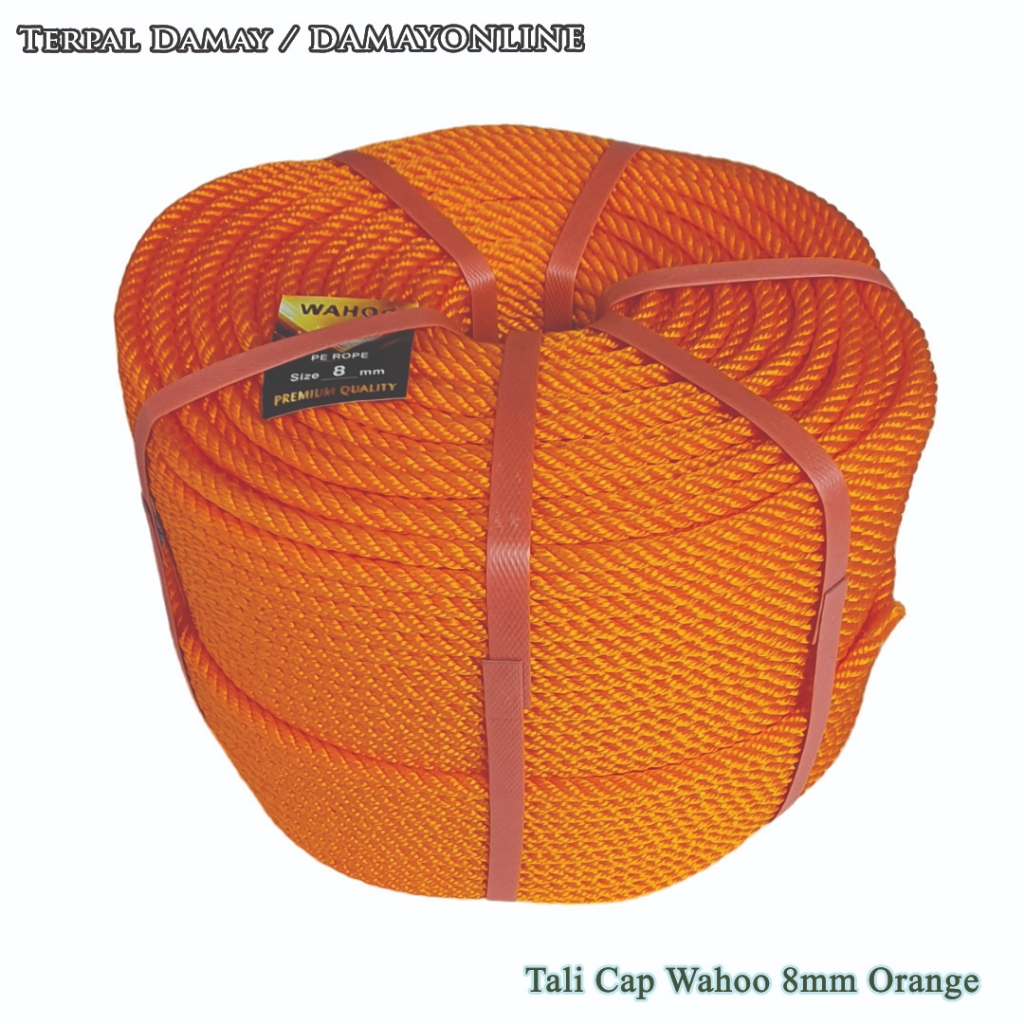 Jual Tali Tambang PE Cap Wahoo 8mm Orange / Rol ( Harga Per Rol ...
