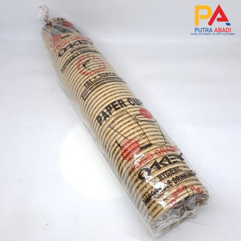 Jual Paper Cup / Gelas Kertas Okey 8oz (Isi 50pcs) Gelas Tebal Ramah ...