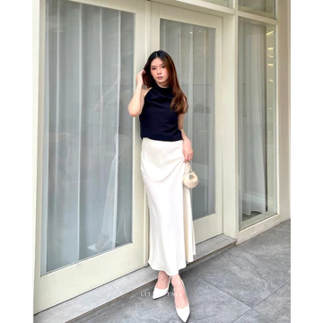 Little Tale Meadow Silk Skirt Rok Wanita Rok Satin Korean Skirt Maxi Skirt