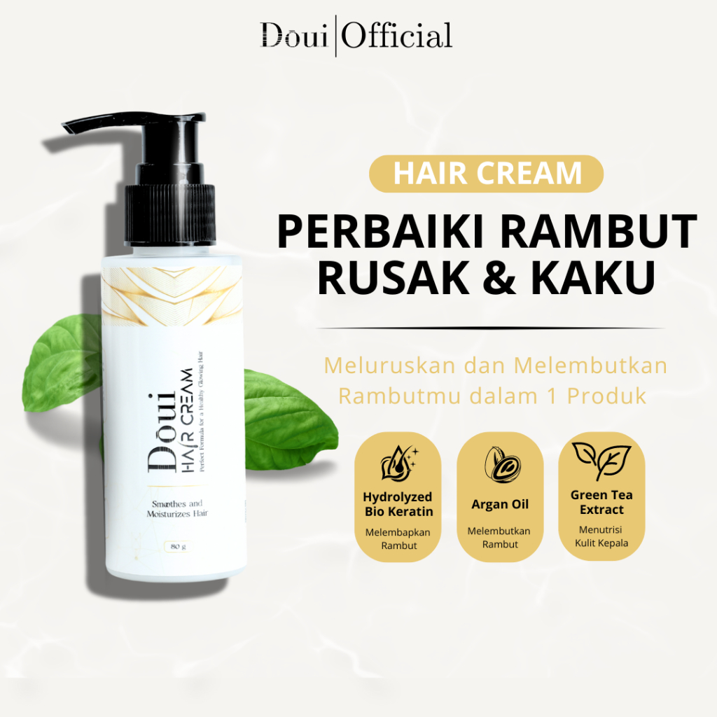 Jual DOUI Hair Cream pelembab rambut kering dan kasar rusak bercabang ...