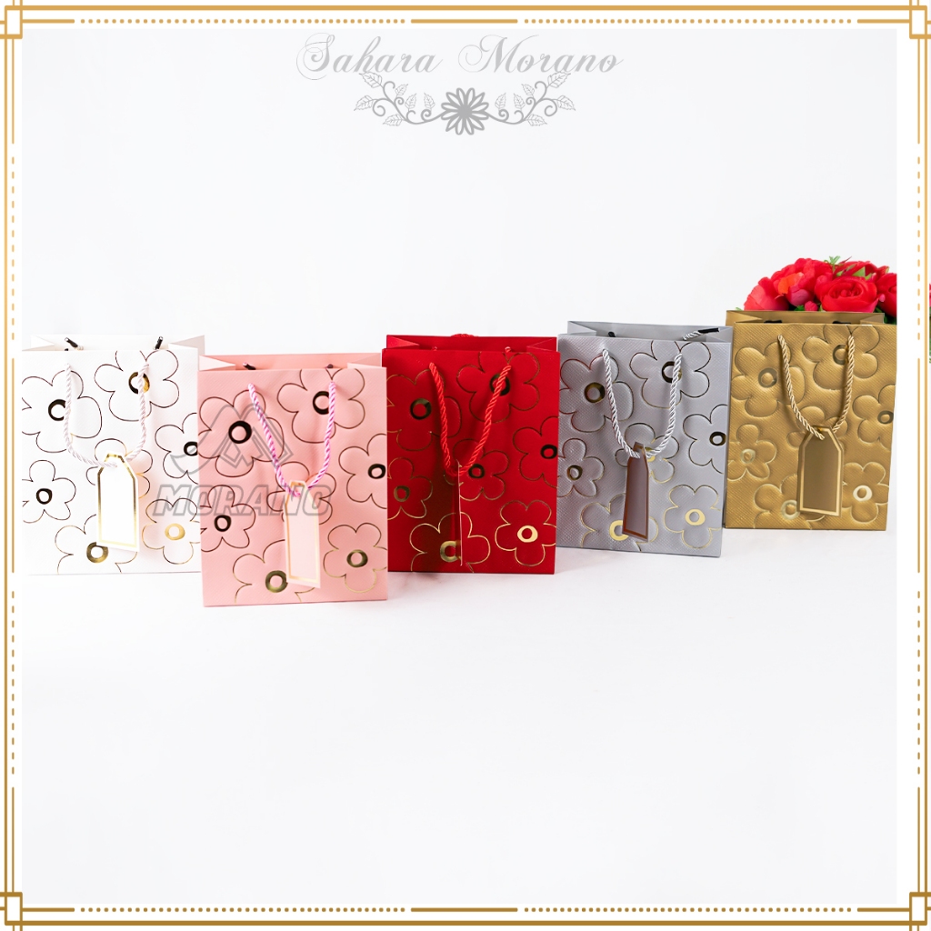 Jual 3 Pcs Paper Bag Emboss Motif Bunga Shopping Bag Goodie Bag Tas ...