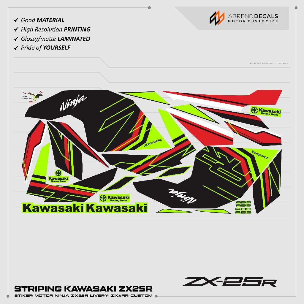 Jual DECAL STRIPING ZX25R LIVERY ZX-4RR / STIKER MOTOR KAWASAKI NINJA ...