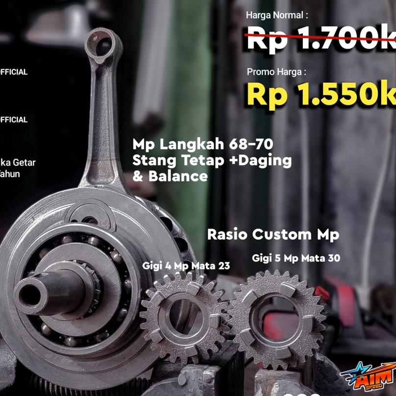 Jual Paket Hemat (L) AIM SPEED Askruk MP Gigi Rasio Oplos Kruk As ...