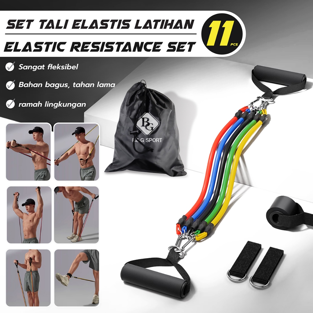 Jual HTD SPORT Resistance Bands 11 in 1 Set Tali Pembantu Fitness Gym ...