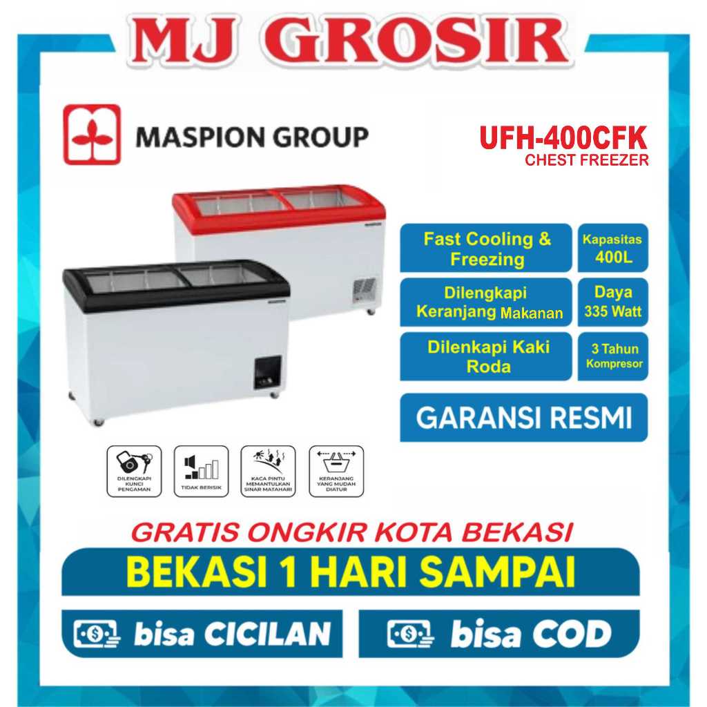 Jual MASPION UFH 400 CFK CHEST FREEZER BOX 400 LITER LEMARI PEMBEKU ...