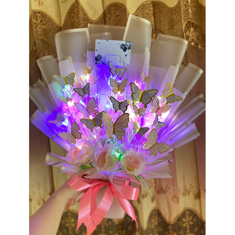 Jual (FREE LED) Buket kupu kupu led termurah besar / bouquet butterfly ...