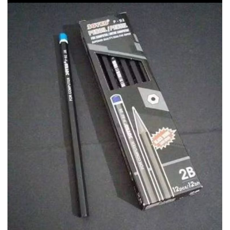 Jual (12pcs) Pensil 2B joyko P-92/pensil 2B/pensil 2B joyko black wood ...