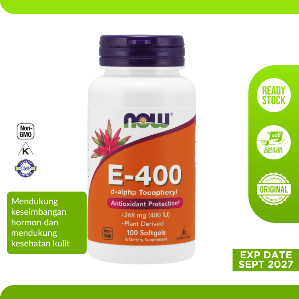 Jual Vitamin Suplemen E 400 With D Alpha Tocopherols Now 100 Softgels