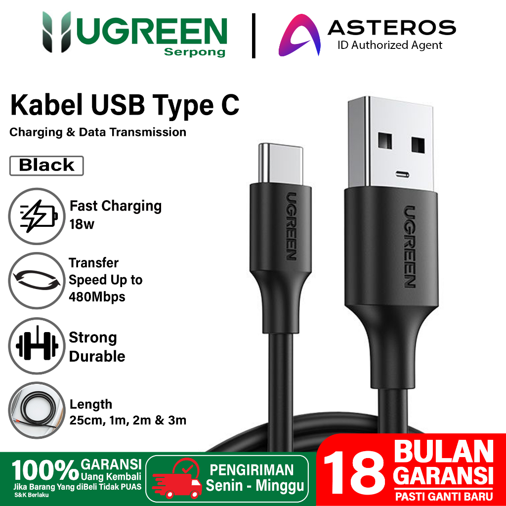 Jual Ugreen Kabel Data Usb Type C Cm M M M Fast Charging Original Max W Shopee Indonesia