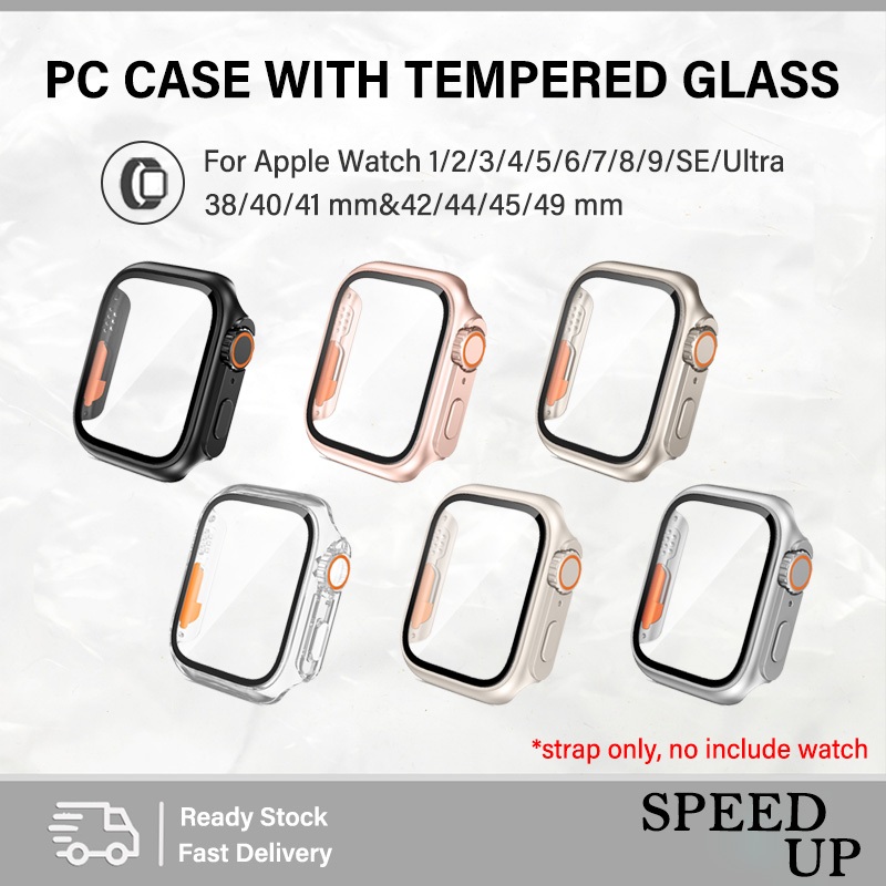 Jual PC Case with Tempered Glass Apple Watch 40mm 41mm 44mm 45mm