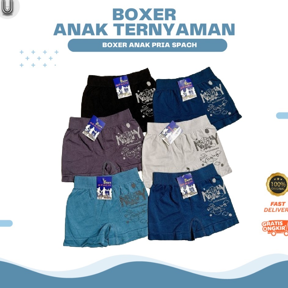 Jual 3pcs | Boxer Anak Spach Cowo Bahan Rajut Super Lembut Karet Lebar ...