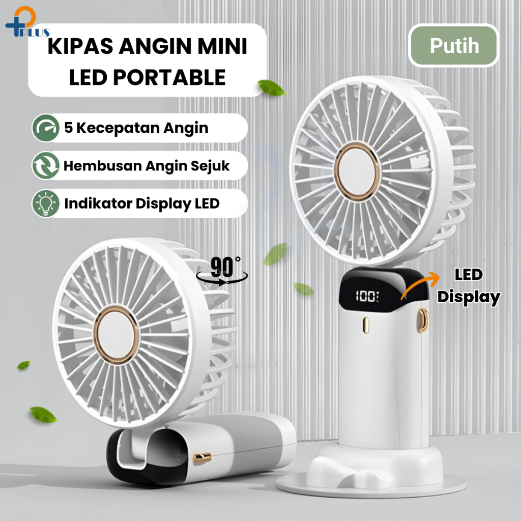 Jual PPLUS Kipas Angin Portable Mini USB 12000mAh Lipat + LED Display ...
